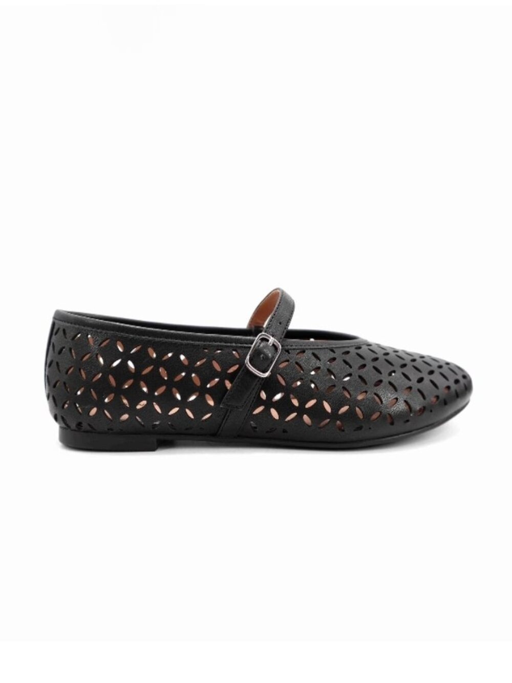No Boundaries Black Mary Jane Flats – Perforated Cutout Ballet Style